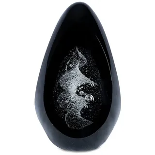 Levandeo® Skulptur, Design Glas Skulptur H15cm Schwarz Weiß Kunst Unikat Briefbeschwerer weiß