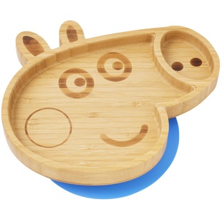 bamboo bamboo Peppa Pig X Babyteller - Kinder und Kleinkinder Saugnapf Bambus Teller für Babys | ungiftig | kühl auf der Haut | ideal für Baby-LED Entwöhnung (George Pig)