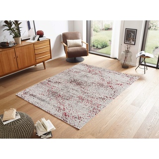 hochwertiger Designer Teppich Antea — Moderne Kurzflor Teppiche — Zimmerteppich im Vintage Design — (160x230cm, rot/Creme)