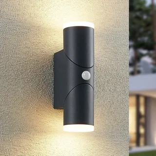 LINDBY Außenwandleuchte Aluminium 10,6 cm x 6,5 cm x 22,0 cm mit Bewegungsmelder schwarz