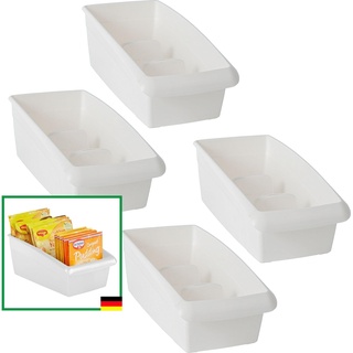 Novaliv, Aufbewahrungsbox, Suppentütenbox 4er Sparset Schubladen Organizer Küche - 25 x 16 cm WEISS Gewürzaufbewahrung