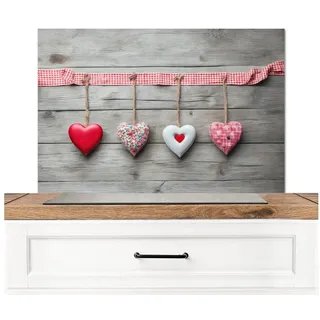 KitchenYeah Küchenrückwand Herz - Rot - Rosa - Holz - Liebe, (1-tlg), Küchen rückwand, Küchenwand Verkleidung, 90x60 cm 90 cm x 60 cm