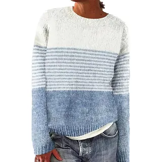 TBloevwlh Bunte Kaschmir Cashmere Pullover Damen Pullover Damen Y2K Vintage Geometrische Plaid Sweater Langarm Loose Rundhals Strickpullover Casual Sweatshirt Pulli Elegant Jumper Oberteile Oversize