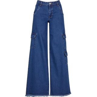 URBAN CLASSICS Funktionshose Ladies Mid Waist Cargo Denim Pants Damen Jeans 32