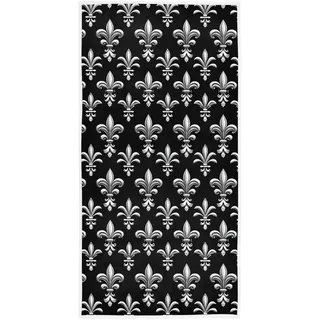 CHIFIGNO Fleur de Lis Handtuch, saugfähig, weich, dekoratives Badetuch für Badezimmer, Spa, Fitnessstudio, Sport, 76,2 x 38,1 cm, Schwarz und Weiß