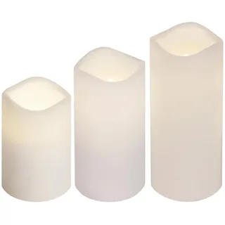 LED Kerzenset Paul flackernd Batterie Timer Fernbedienung für Außen weiß 3er Set