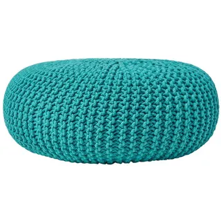 Homescapes Strick-Pouf, Grün, Textil, Uni, Rund, 70x23x70 cm, Wohnzimmer, Hocker, Poufs