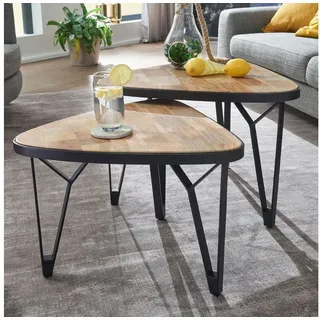 FineBuy Couchtisch Braun Akazie 60 x 45 cm