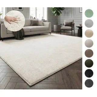 OTTO home Teppich Cali, in Standard- und Premium-Qualität, 13 mm oder 16 mm Höhe, rechteckig, Uni-Farben, kuschelig, & weich, waschbar, Wohnzimmer, Schlafzimmer beige 180 cm x 230 cm