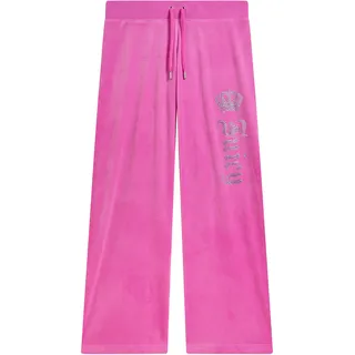 Sweathose JUICY COUTURE "GOTHIC CROWN OG STRAIGHT LOW RISE PANTS. Damen", Mädchen, Gr. M, EURO-Größen, super pink, Samt, 95% Polyester, 5% Elasthan, Hosen Sweathose, Trainingshose Damen, Sweathose, Velour, Jogginghose mit Glitzer, Sale