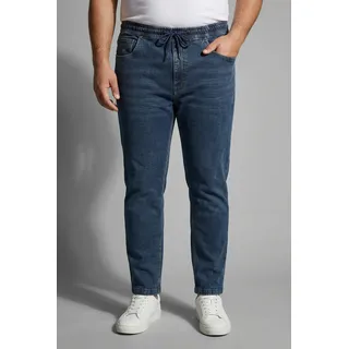 Schlupfjeans MAN'S WORLD PLUS "Große Größen", Herren, Gr. 7XL, N-Gr, blau (dunkelblau washed), Denim/Jeans, Obermaterial: 98% Baumwolle, 2% Elasthan, unifarben, regular fit lang, Jeans Schlupfjeans, gerade geschnittenes Bein, Regular-Fit, mit Kordelzug
