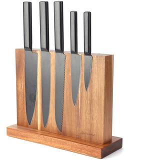 KITCHENDAO Messerblock Ohne Messer, Messerhalter Magnetisch aus Akazienholz, Universal Messer Block mit verbessertem Magnet
