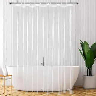 Peva-duschvorhang, Transparent, 180 X 180 Cm, 3 Magnete + 12 Ringe, Schimmelresistent