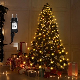 Yakimz LED Lichterkette Weihnachtsbaum Christbaumbeleuchtung 280 LEDs 2,8m Außen Lichterkette Baummantel Warmweiß