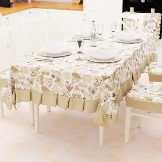 PETTI Artigiani Italiani - Tischdecke, Tischdecke, Tischdecke, kunststoffbeschichtete Tischdecke mit Igel aus Baumwolle, Motiv Herzen in Beige X6 Plätze (140 x 180 cm) 100% Made in Italy