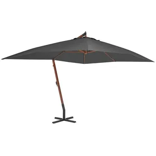 vidaXL Ampelschirm mit Holzmast 400 x 300 cm Anthrazit