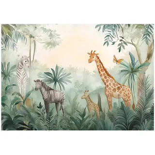WallArena Fototapete Kinderzimmer Tiere Wald Tapete Kinder 250x175