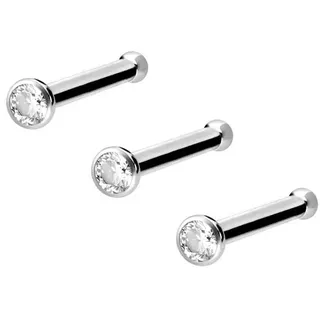 PIERCINGLINE Nasenpiercing 3er Set Titan Nasenstecker Pin KRISTALL (Nasenstecker) goldfarben|silberfarben