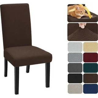 Famanu Stuhlhussen Jacquard, 4 Stück, abnehmbar, waschbar, elastisch, universal, für Hotel, Feier, Restaurant, Zuhause (Kaffee)