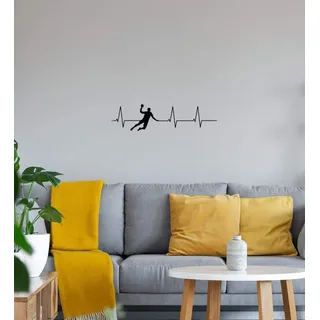 Herzschlag Handballer Wandtattoo Schwarz Aufkleber 181 x 46 cm