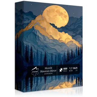 Mountain Puzzles für Erwachsene 1000 Teile, Natur Puzzle Features Wald Baum Mond Grand Canyon, Landschaft Scenic Paper Cut Art Challenge Puzzle