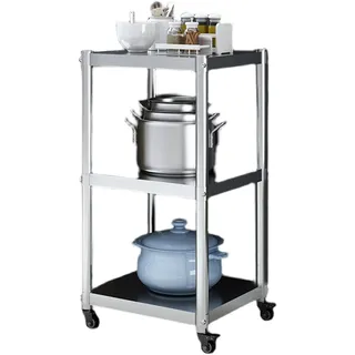 XPLKQXE Servierwagen Küche Wagen, Edelstahl Stahl Rollend Aufbewahrungswagen, Beweglich Servierwagen Gebrauchswagen, Für Supermarkt Geschäft (Farbe : Silver, Größe : 30x40x83CM)