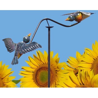 Pommerntraum | Windspiel Gartenpendel Gartenstecker Gartendekoration Garten Kunst - verliebte Vögelchen - Windspiel Vögel (Blaue Vögel)