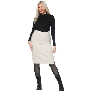 KUNST UND MAGIE Strickrock Langer Rock Klassischer Boho Strickrock Winter Wolle beige S/M