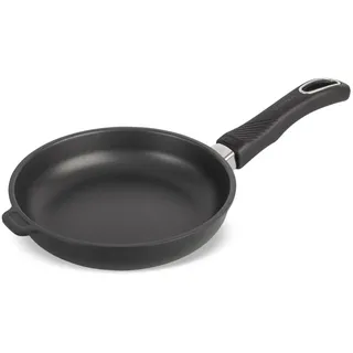 Original Gundel GUSS-BRATPFANNE INDUKTION flach, Ø 20 cm, Höhe 4,5 cm, BIOTAN-Oberfläche, PFOA-frei, Akku-Therm Boden - fester Stiel