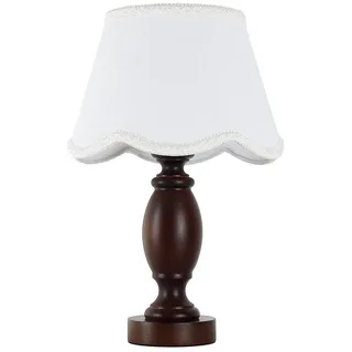 STANBOW Tischleuchte Klassische Tischlampe aus dunkler Eiche im antikem Stil, Holz, Elegant, LED wechselbar, Warmweiß, Dekorativer Schirm, Beistelltisch & Sideboards, E27, LED wechselbar weiß