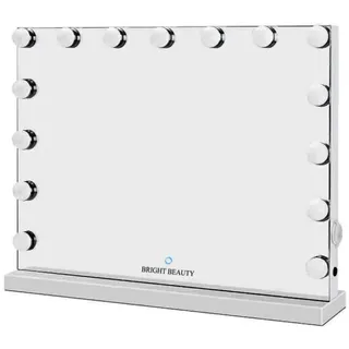 Bright Beauty Vanity - Namira - Hollywood Spiegel - Make up Spiegel - Schminkspiegel mit Beleuchtung - Proffesionelle Kosmetikspiegel - DREI Lichtmodi - Dimmbar - 58 cm x 46 cm (Weiß)