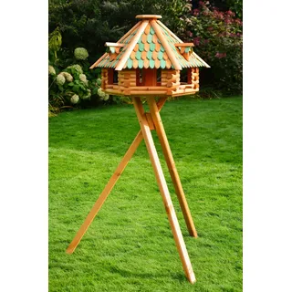 XXL massives Luxus Vogelhaus, Vogelhäuser + + imprägniert mit Ständer, Vogelfutterhaus mit Futtersilo, Silo