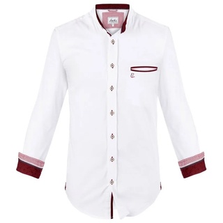 FUCHS Trachtenhemd Hemd Ludwig weiß-weinrot mit Stehkragen rot|weiß XXL