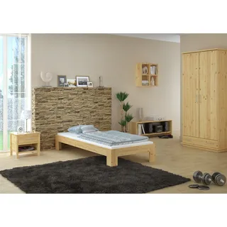 Holzbett ohne Kopfteil Einzelbett 90x200 Kiefer massiv Rollrost Gästebett Holz
