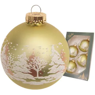 Krebs Glas Lauscha Weihnachtskugeln Winterwald Goldfarbig 7cm