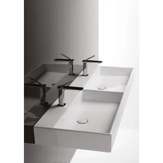 Wandwaschtisch „Genf“, ohne Hahnlochbohrung, mit Überlauf 140 × 45 cm in Schwarz Matt