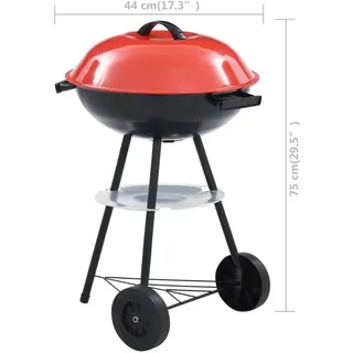 vidaXL Tragbarer Holzkohlegrill XXL mit Rädern 44 cm