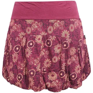 Vishes - Alternative Bekleidung - Kurzer Damen Ballon-Rock Baumwoll-Jersey Blumen-Druck Taschen dunkelrot 40 - 40