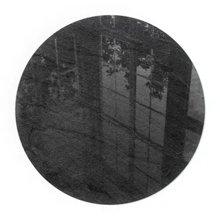 Tulup Kaminbodenplatte Glas Rund 50 x 50 x 0,4 cm Schwarz
