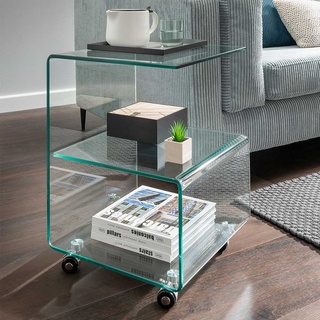 Glastisch mit Rollen in modernem Design 60 cm hoch - 40 cm breit