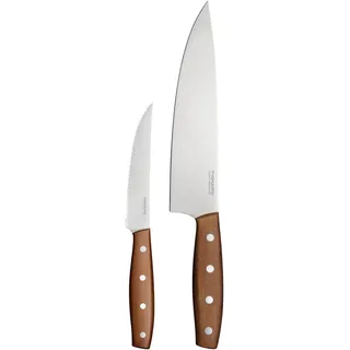 Fiskars Folken Messer-Set, 2-teilig, Kochmesser und Tomatenmesser | Klingen aus deutschem Edelstahl, Griffe aus FSC-zertifiziertem Ahornholz, 1075690