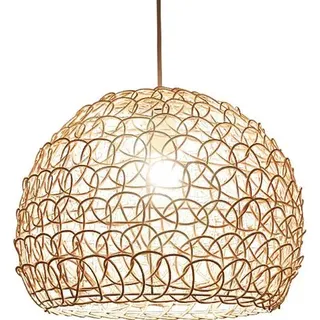 Lustre Pendel 25 Cm Landhausstil Retro Hängelampe Aus Handgewebtem Rattan Und Bambus, Verstellbare Höhe, Deckenleuchte Für Wohnzimmer, Schlafzimmer, Esszimmer