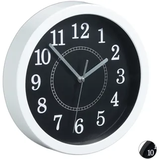 Relaxdays - 10 X Wanduhr Rund, Kleine Uhr Zum Aufhängen, Klassisches Design, Batteriebetrieben, Sekundenzeiger, Uhr, Ø 20 Cm, Weiß