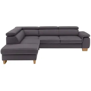 Beldomo System Ecksofa, Grau, Holz, Buche, massiv, Uni, 4-Sitzer, Ottomane rechts, L-Form, 273x226 cm, Goldenes M, Typenauswahl, Bettkasten erhältlich, Fußauswahl, Stoffauswahl, seitenverkehrt Bettfunktion Hocker Rückenfutter, individuell planbar, Wohnzimmer, Sofas & Couches, Wohnlandschaften, Ecksofas