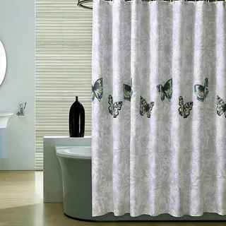 Duschvorhang 200 X 200 Cm, Schimmelresistent, Strapazierfähig, Wasserdicht, Aus Verdicktem Polyestergewebe, Gefüttert, Mit Haken, Waschbar Und Beschwertem Saum
