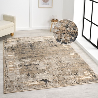 Teppich LEONIQUE "Hamsa" Teppiche Gr. B/L: 80 cm x 150 cm, 9 mm, 1 St., grau Wohnzimmerteppiche dezenter Glanz, Schrumpf-Garn-Effekt, im Vintage-Look, dichte Qualität