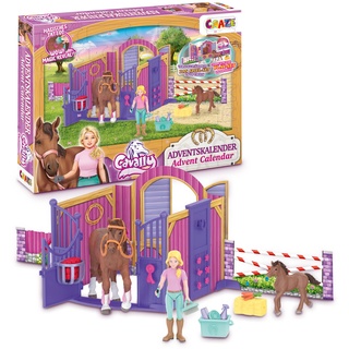 CRAZE CAVALLY Adventskalender Kinder - Pferde Spielzeug Adventskalender Mädchen, Pferdefigur mit Reiter und viel Zubehör