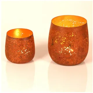 Casa Moro Teelichthalter Windlicht 2er Set Rost-Rot rustikal Metall Kerzenhalter (einzigartige Tischdeko Industrial Look), Ostern Muttertag Deko für Teelichter Geschenk-Idee Ricardo 71148-2 rot