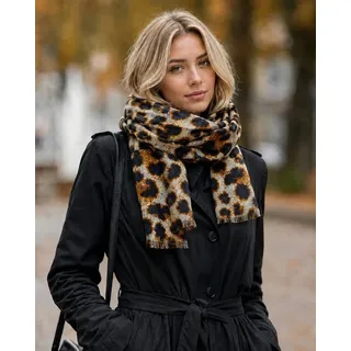 Ella Jonte Modeschal, leichter Leopardschal - Modisches Accessoire mit Animalprint - Viskose braun