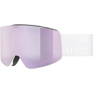 Uvex provoqe FM - stylische, verspiegelte Skibrille mit Anti-Fog-Beschichtung und Over-The-Glasses-Konstruktion für Damen und Herren - white matt, mirror rose one size